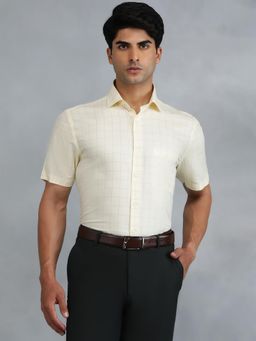 Greenfibre - Yellow Cotton Blend Checked Formal Shirt
