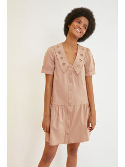Trendyol - Camel Smock Dress With Collar