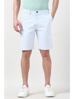 Peter England - Men Light Blue Print Casual Shorts