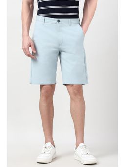 Peter England - Men Light Blue Solid Casual Shorts