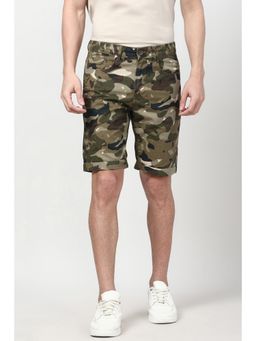Peter England - Men Olive Print Casual Shorts