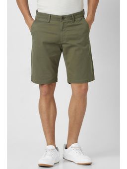 Van Heusen - Men Olive Solid Casual Shorts