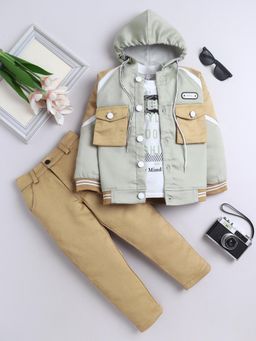 FOURFOLDS - Boys Cotton Blend Colorblock Hooded Co-Ord Set