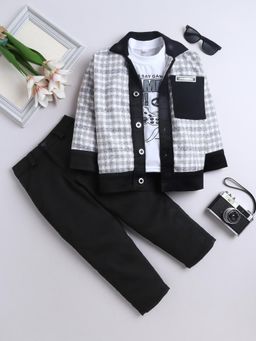 FOURFOLDS - Boys Black and White Cotton Blend Checked Co-Ord Set