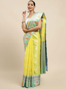 Mimosa - Womens Kanjivaram Art Silk Saree with Unstiched Blouse (5647-10264-TD-YL-AN)