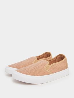 Styli - Men Peach Textured Everyday Slip-On Sneakers
