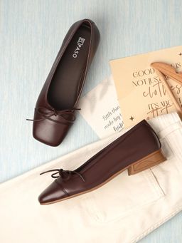 EL PASO - Women Brown Faux Leather Casual Slip On Ballerinas