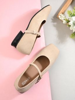 EL PASO - Women Beige Faux Leather Casual Ballerinas