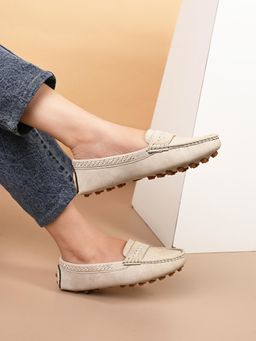 EL PASO - Women Beige Faux Leather Casual Slip On Loafers