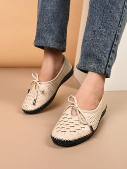 EL PASO - Women Beige Faux Leather Casual Ballerinas