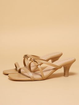 ERIDANI - Women Masie Beige Strap With Bow Detail Heels Sandals