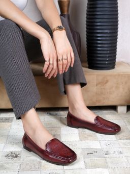 Dollphin - Leather Women Loafers - Maroon