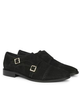 Saint G - Mens Suede Leather Double Buckle Monk Straps