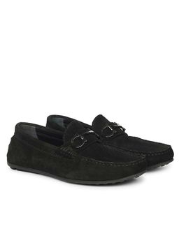 Saint G - Mens Black Suede Leather Saddle Loafers