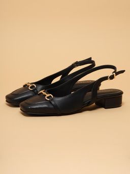ERIDANI - Women Valen Black Slingback Block Heels