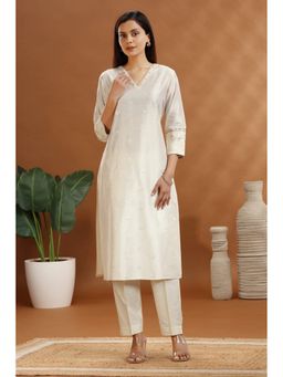 Cotton Culture - Women Off White Embroidered Co-Ord (Set of 2)