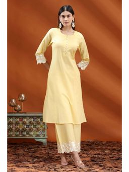 Cotton Culture - Women Yellow Solid/Plain Co-Ord (Set of 2)