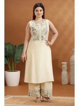 Cotton Culture - Women Cream Embroidered Co-Ord (Set of 2)