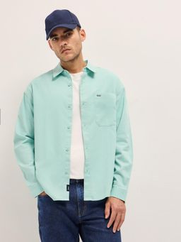 The Bear House - Men Blue Relaxed Fit Solid Casual Shirt