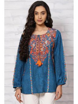 Rangriti - Indigo Viscose Rayon Short Top