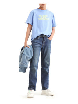 RARE ONES - Regular Fit Plain Blue Jeans