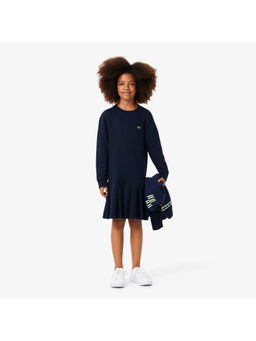 Lacoste - Long Sleeved Fleece Navy Blue Knee Length Dress
