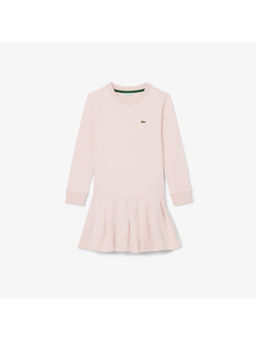 Lacoste - Long Sleeved Fleece Pink Knee Length Dress