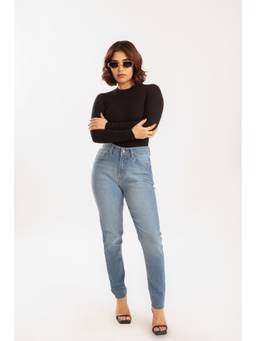 Off Duty India - Sky Blue High Waist Skinny Jeans