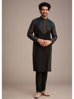 KALKI FASHION - Grey Thread Work Kurta with Churidar (Set of 2)