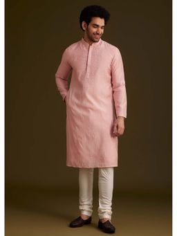 KALKI FASHION - Pink Embroidered Kurta with Churidar (Set of 2)