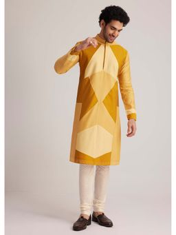 KALKI FASHION - Yellow Abstract Kurta with Churidar (Set of 2)