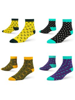 Dynamocks - Men and Women Ankle Length Socks - Free Size - Pack of 4 Pairs