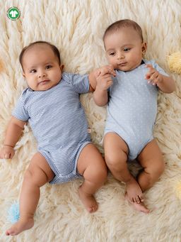 Greendigo - Organic Cotton Solid Baby Onesie Bodysuit Rompers for Babies (Pack of 2)