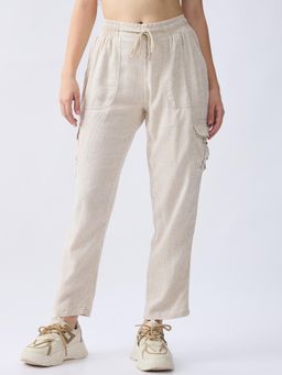 Spykar - Ecru Mid Rise Straight Fit Casual Pant for Women