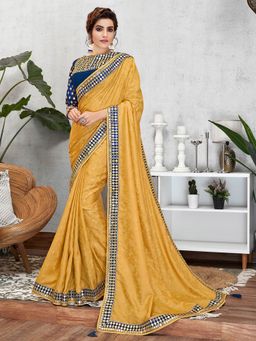 Odette - Yellow Jacquard Silk Designer Saree with Unstitched Blouse
