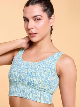 Enamor - Cutaway Back Detail Quick Dry Printed Sports Bra - Padding, Non-Wired, Medium Coverage - A204