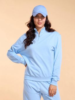 Enamor - Full Sleeve High Neck Regular Length Half Zipper Sweatshirt For Women - Relaxed Fit - E904