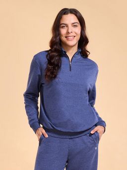 Enamor - E904 Cotton Rich Fleece Sweatshirt - Relaxed Fit, Regular Length - Blue
