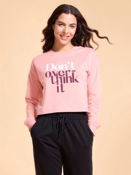 Enamor - Round Neck Crop length Full Sleeve Pull On Cotton Sweatshirt For Women - Oversized - E9G2