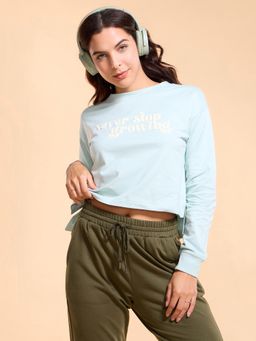 Enamor - Round Neck Crop length Full Sleeve Pull On Cotton Sweatshirt For Women - Oversized - E9G2