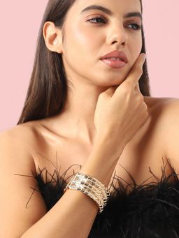 Sohi - Womens Dented Textured Bracelet - Gold