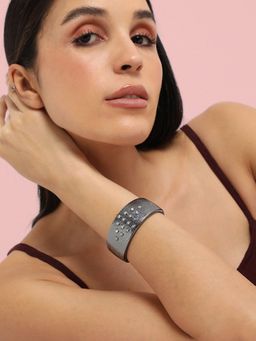 Sohi - Womens Crystal Rhombus Bracelet - Dark Silver