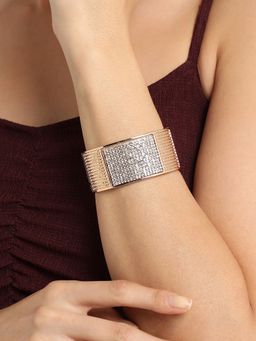 Sohi - Womens Embellished Cluster Cuff Bracelet - Silver & Gold