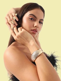 Sohi - Womens Twisted Lined Bracelet - Gold