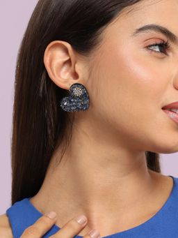 Sohi - Womens Star Heart Stud Earrings - Midnight Blue