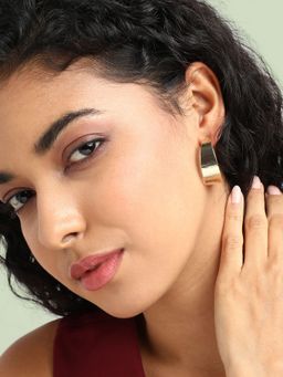Sohi - Womens Minimal Midi Hoop Earrings - Gold
