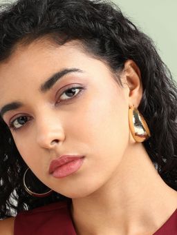 Sohi - Womens Textured Hoop Earrings - Gold