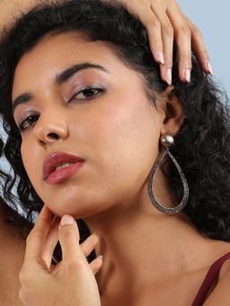 Sohi - Womens Teardrop Cluster Drop Earrings - Gold