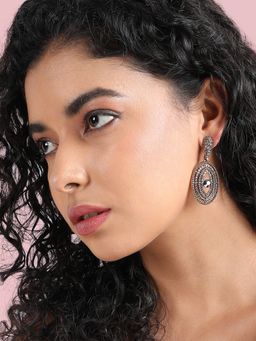 Sohi - Womens Antique Eye Lined Drop Earrings - Black