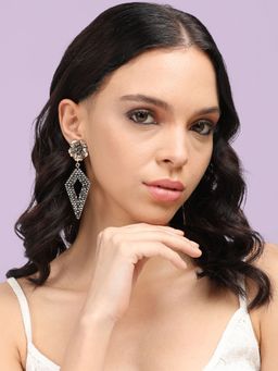 Sohi - Womens Daisy Intricate Rhombus Drop Earrings - Gold